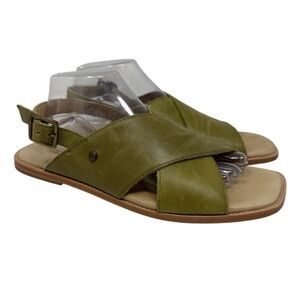 Patina Handmade Leather Portland Sandal Olive Green 10.5 Criss Cross